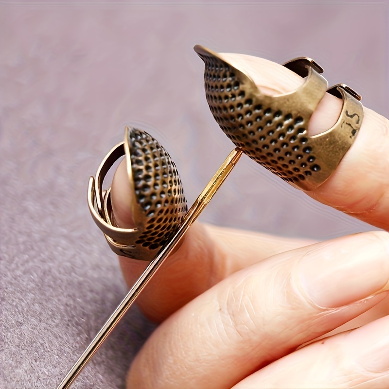 3pcs Metal Silver Finger Thimble Sewing Grip Shield Hand Protector Pin  Needle