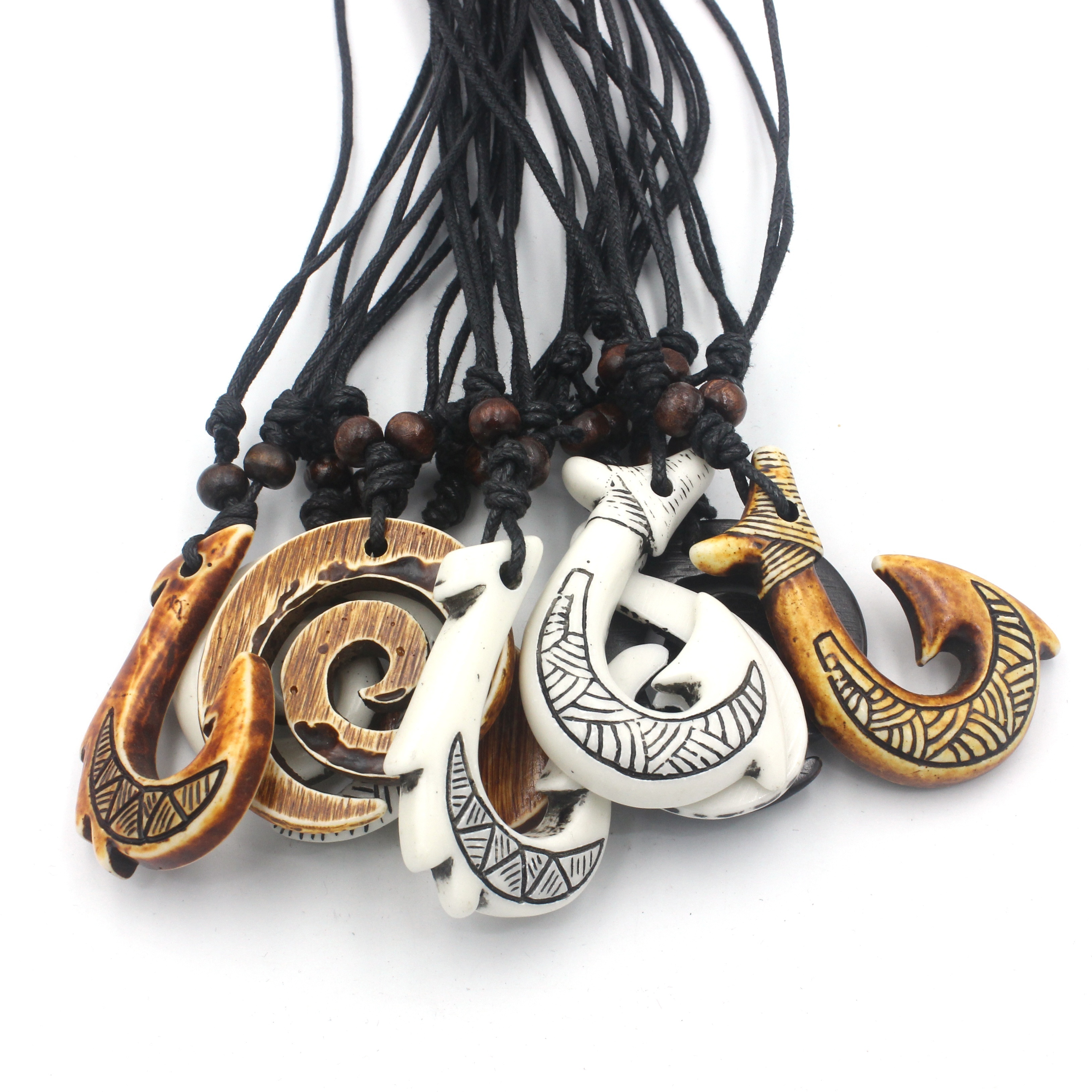 Trendy Creative Cow Bone Carved Pendant Necklace Maori Fish - Temu