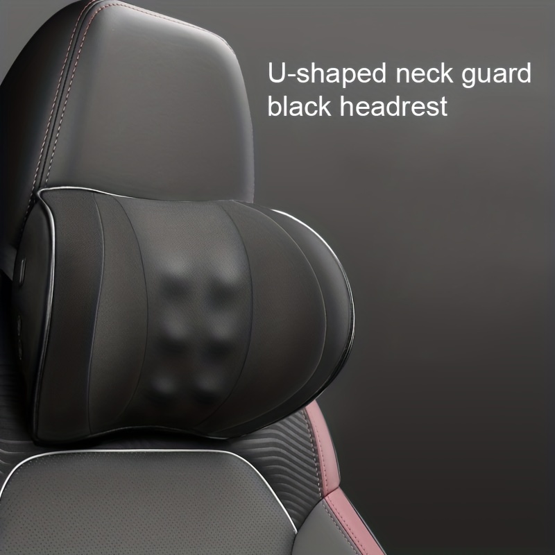 AllTopBargains 1 Head Neck Car Pillow Travel Auto Seat Rest Leather Cushion Pad Headrest Bone, Women's, Black