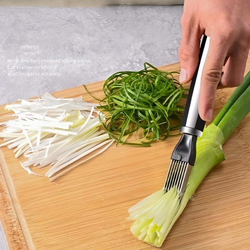 1pc Scallion Cutter, Sturdy Durable Food Grade Stainless Steel  Multifunction Onion Cutter, Comfortable Grip Scratch Prevention Onion Shred  Tool, For F