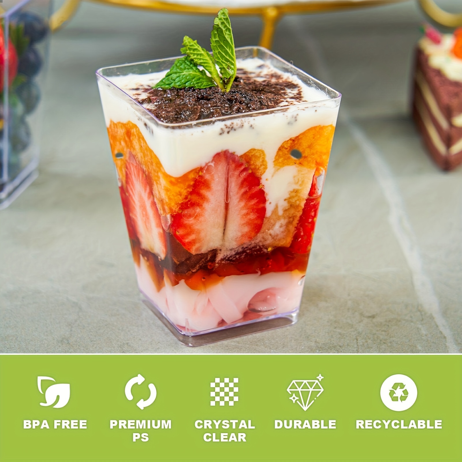 Clear Plastic Dessert Cups with Lids Small Disposable Parfait Cup