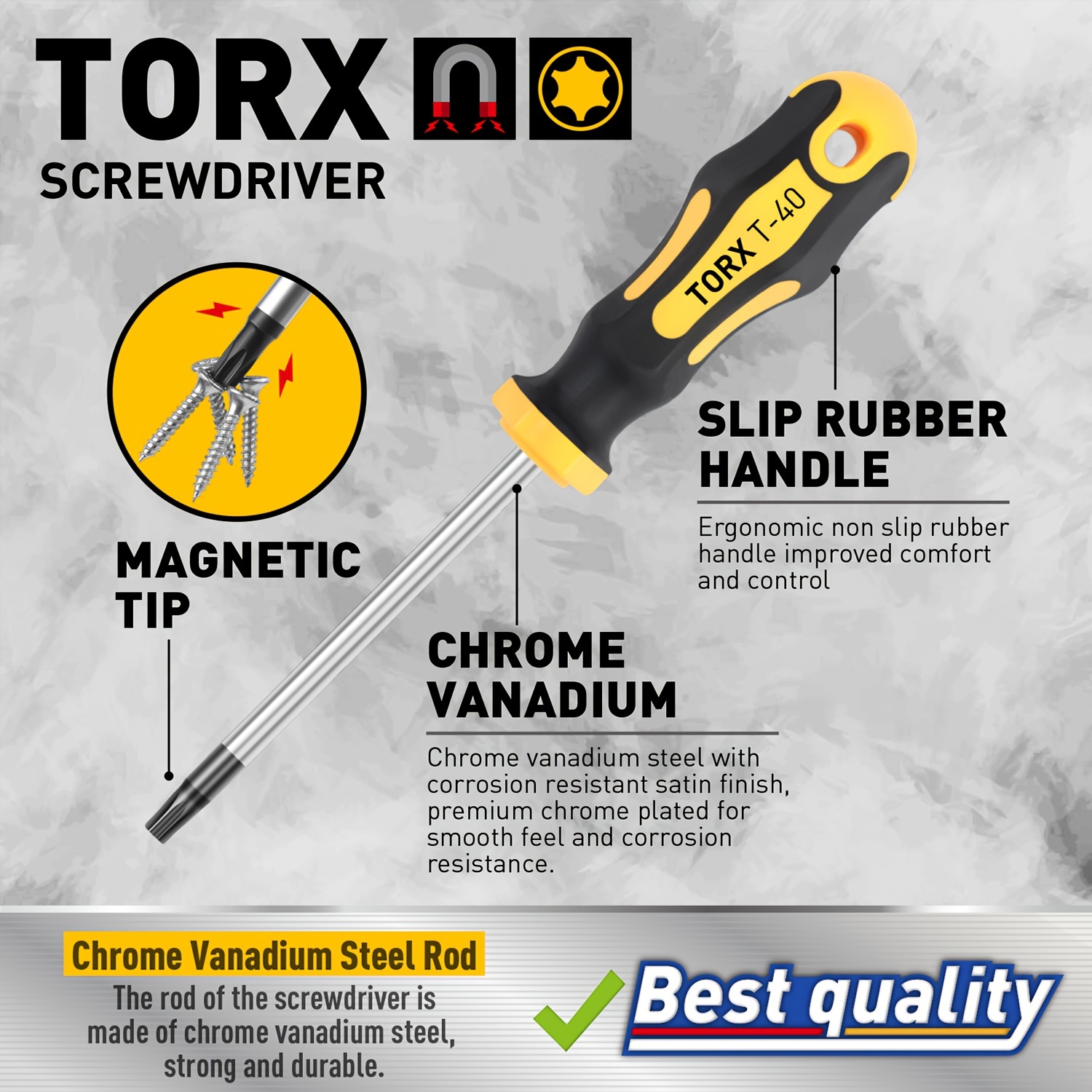 Torx Ergonomic Comfort Grip T-Handle Set, 7 Piece
