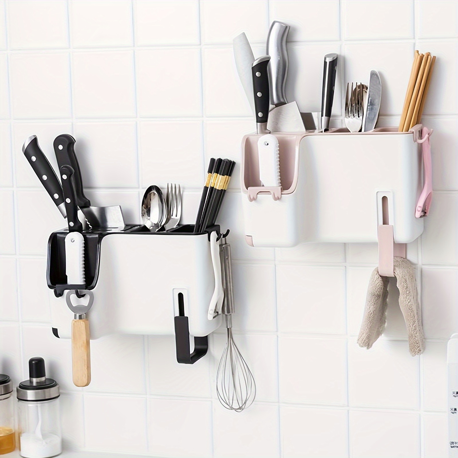Bloque de cuchillos moderno escurridor de cubiertos, soporte compacto para  utensilios ideal para tenedores, cuchillos y cucharas, bloques de cuchillos