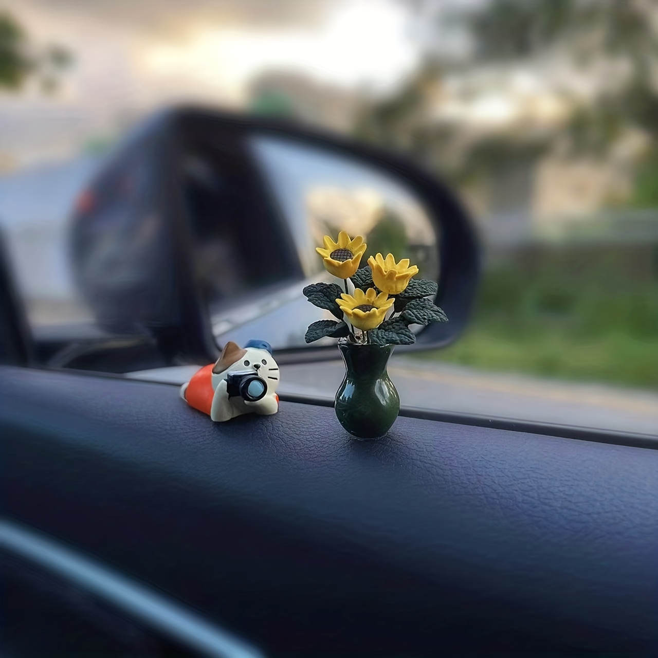 Sunflower Vase, Cute Cat Car Central Control Decoration, Window Side  Ornaments, Car Interior Car Accessories, Gift For Girl