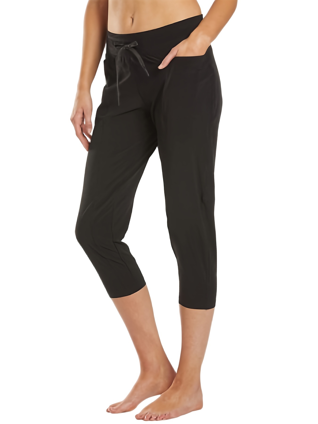 Drawstring Slim Stretch Pants Casual Pocket Waist Solid - Temu Australia