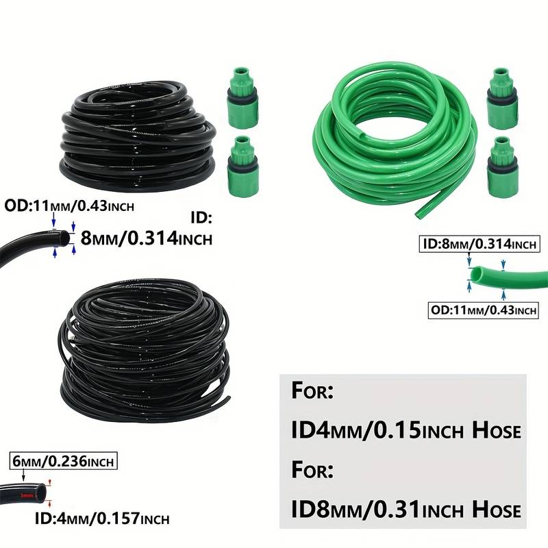 Tubo Flessibile Per Irrigazione Da Giardino 10 M In PVC - Diametro 8/11 Mm Per Impianti A Goccia E Atomizzatori