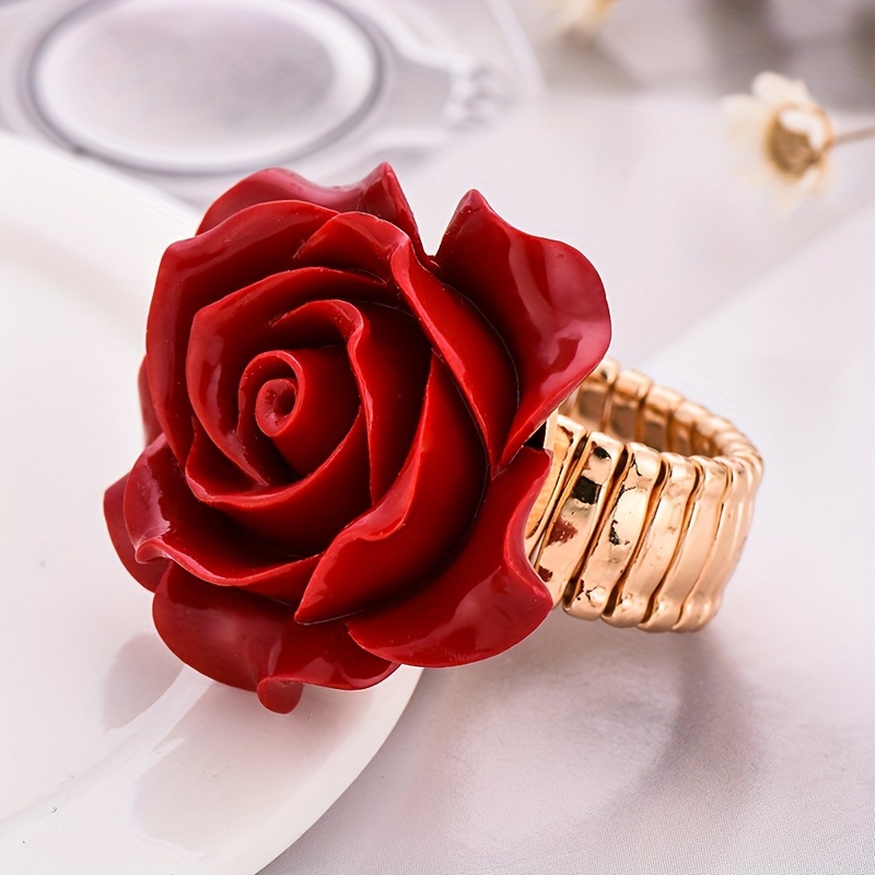 

Elegant Flower Ring For Women - Alloy, Uv-plated, Weddings & Casual Attire, Elegant Style