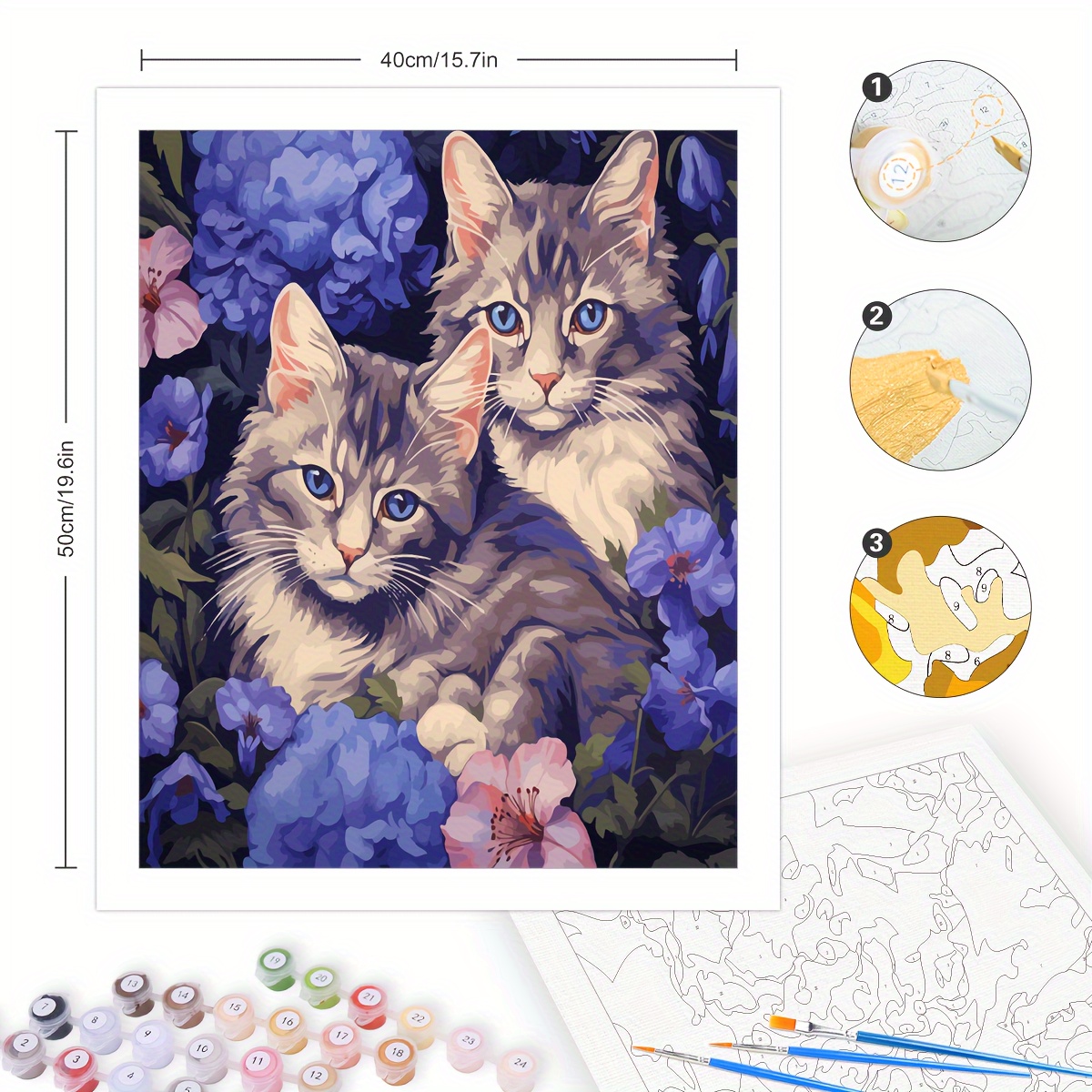 1pc Kit De Peinture Par Numéros Pour Débutant, Animaux Chat, Facile À  Peindre Sur Toile Pour Cadeau DIY 40x50cm/16x20inch Sans Cadre