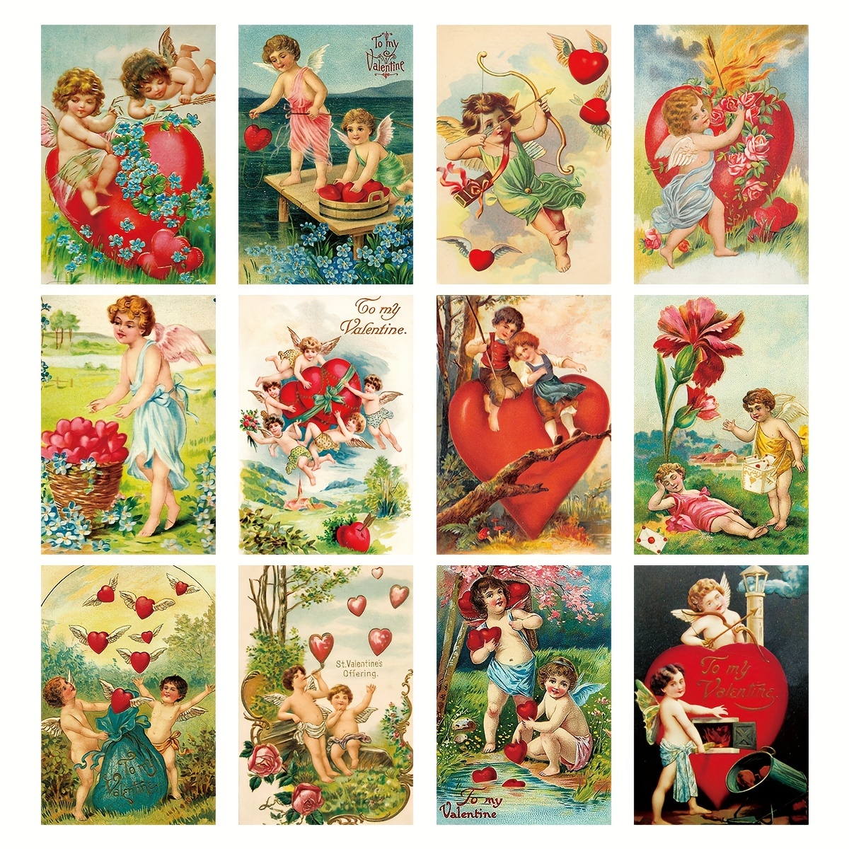 Adorable Vintage Retro Animals Valentine Cards, Valentine Images,  Scrapbook, Junk Journal, Retro Cards, Holiday Collage Sheet 