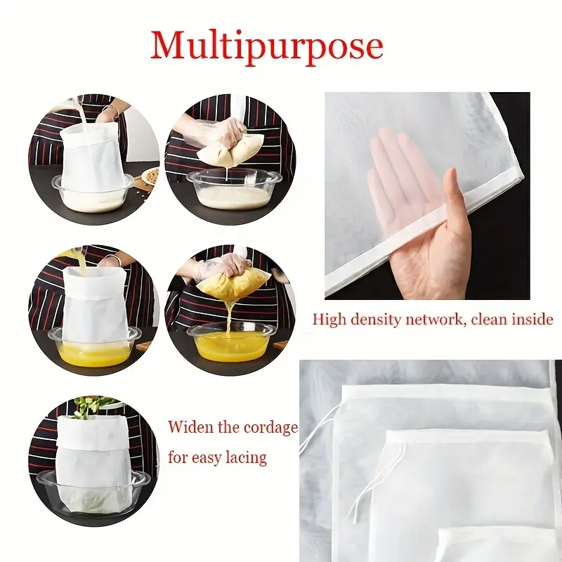 2023 Nuovo sacchetto di latte di dado per noci a maglia fine premium da 2  pezzi per latte di mandorla / latte di soia - Filtro per infusione fredda  in nylon a