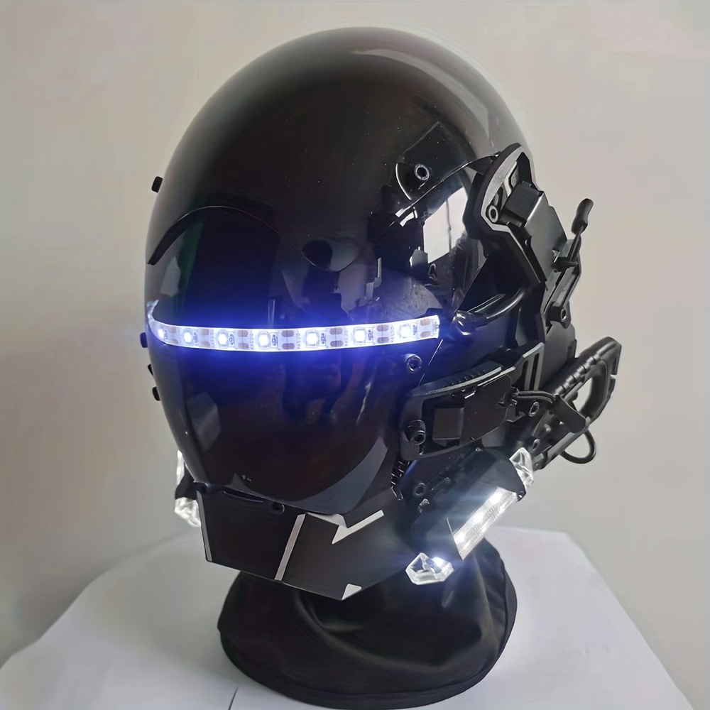 Cyberpunk Mask Luminous Mechanical Technology Masks Mens Handsome Full Face  Masks Stage Performance Show Props, Check Today's Deals