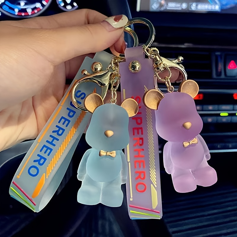 Rhinestone Cartoon Bear Keychain Woman Keyring for Car Key Cute Anime Women  Bag Pendant Luxury Key Holder Chain Lovers Girl Gift