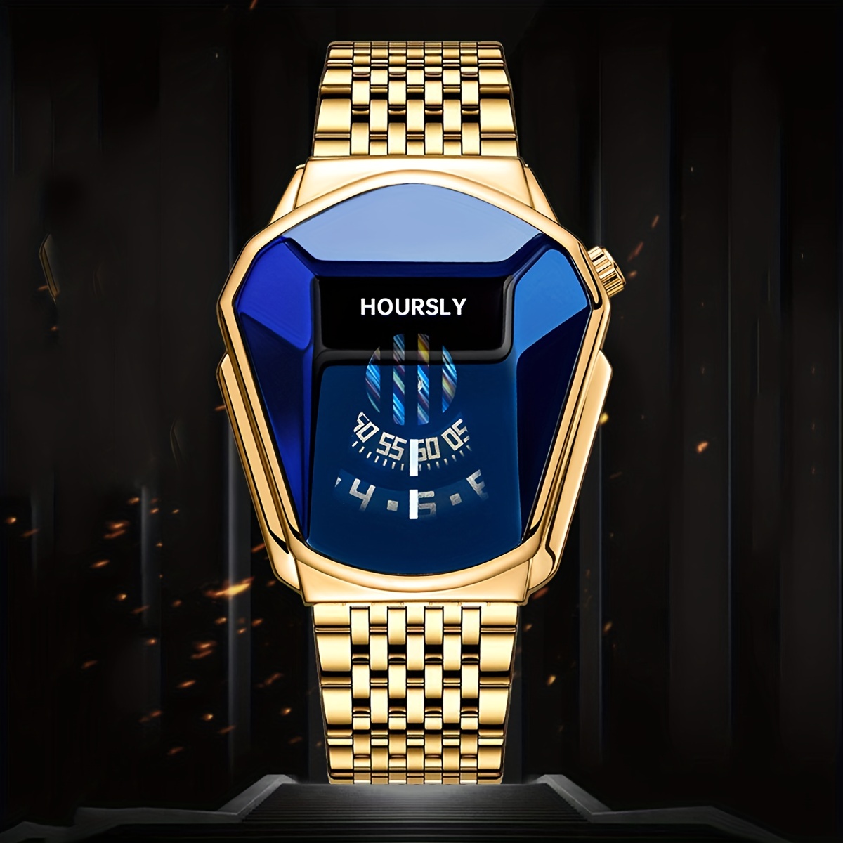 Reloj de cuarzo de acero inoxidable con esfera de cubo creativa de moda, elección ideal para regalos