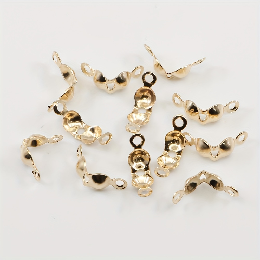 50Pcs/Lot Stainless Steel Necklace Chains Connector Clasps Double Ball  Chain Crimp End Beads Caps For