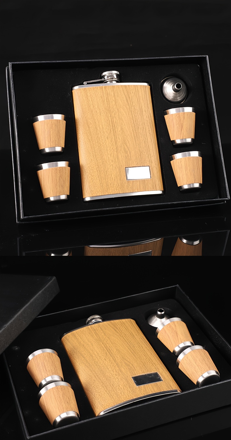 6 pieces of exquisite stainless steel mens mini hip set, including cups, funnels, and metal wine accessories, outdoor use 详情 0