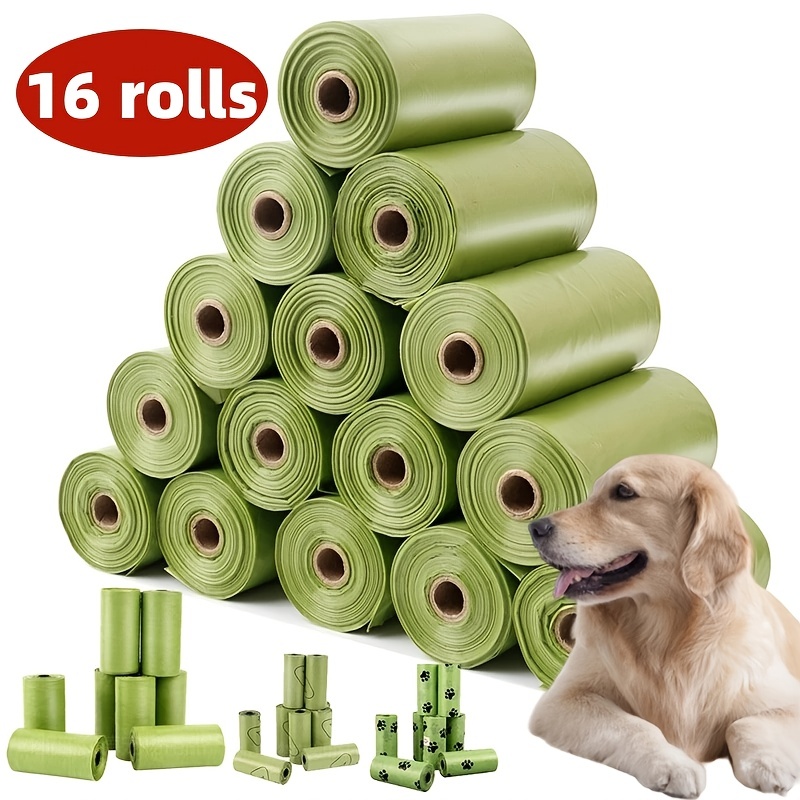 16 Rolls Green Dog Waste Bags Poop Bags For Dog Extra Thick Strong Leak Proof Doggy Bags
