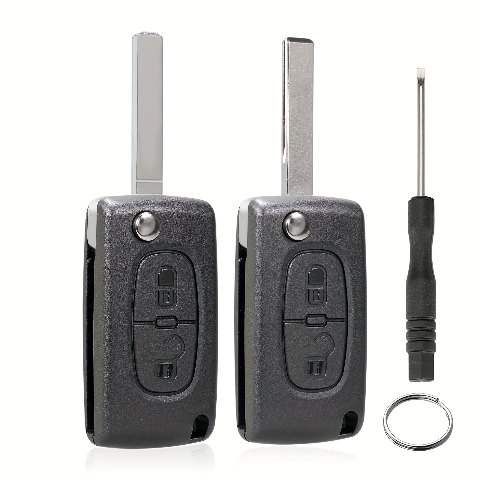 2 Tasten Schlüsselgehäuse kompatibel CE0523 Klappschlüssel für Peugeot 207  307 308 407 408 3008 5008 Citroen C2 C3 C4 C5 C6 C8 (2 Tasten, CE0523)