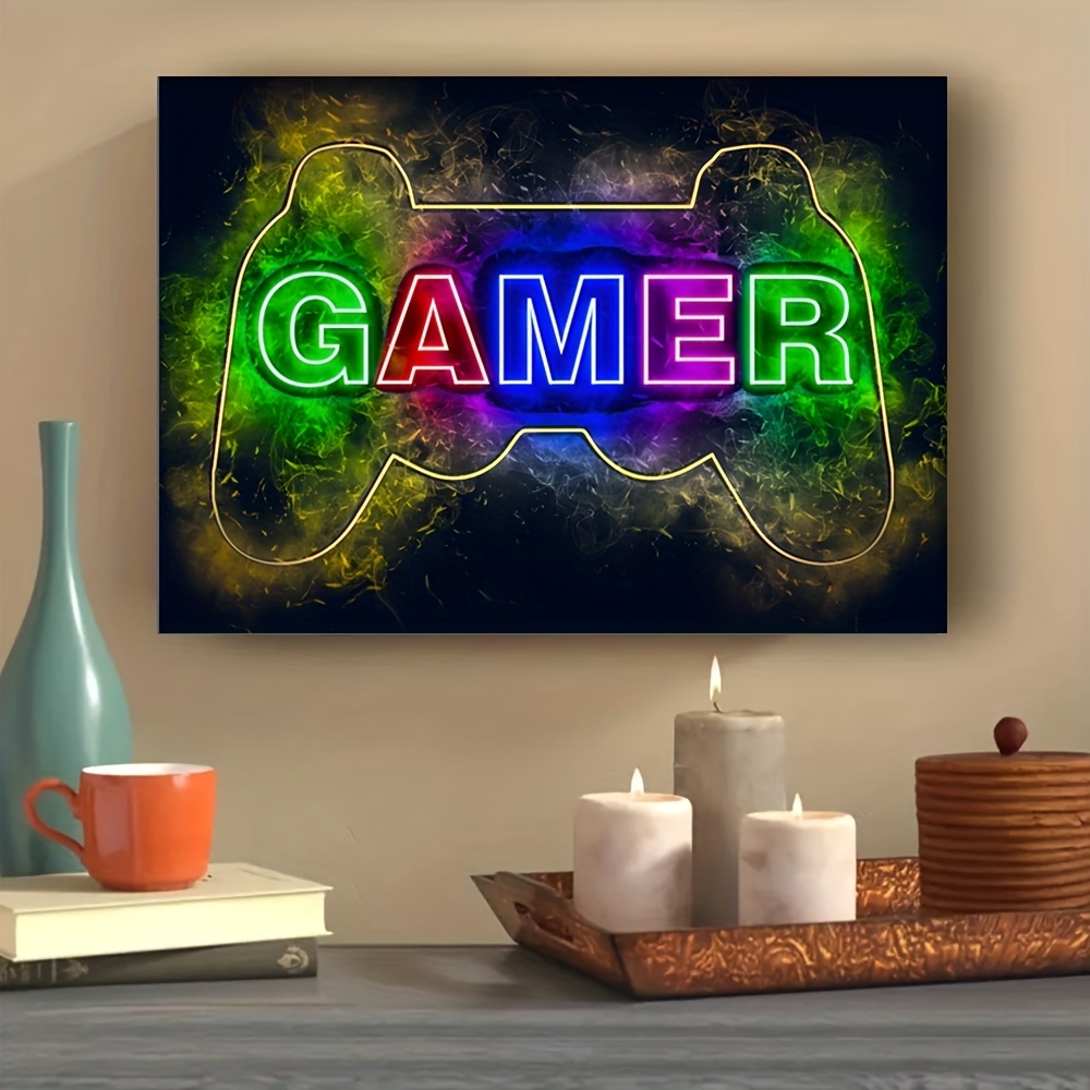 Canvas Painting Gamers, Gamer Room Decor Wall Art