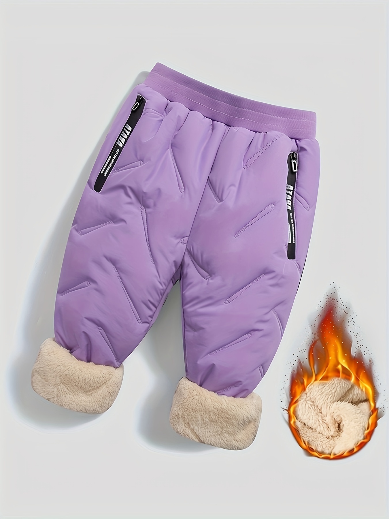 Girls Winter Pants Kid Plus Velvet Thick Warm Wide Leg Pants