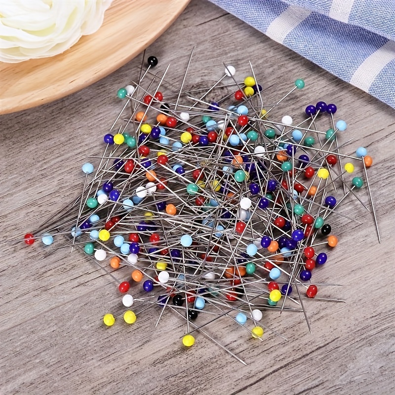 250PCS Sewing Pins for Fabric, Straight Pins with Colored Ball Glass Heads  Long 1.5inch, Quilting Pins for Dressmaker, Jewelry DIY Decoration, Craft