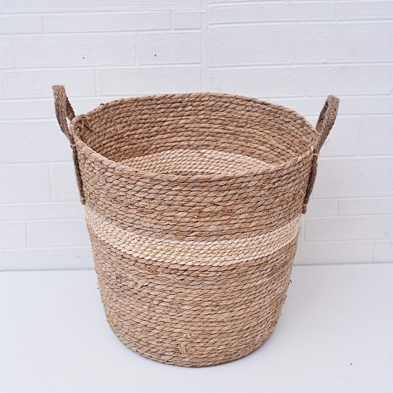Wicker Storage Basket Hand-woven Storage Box with Lid Sundries Cosmetic  Organizer Rectangular Closet Organizer Laundry Basket