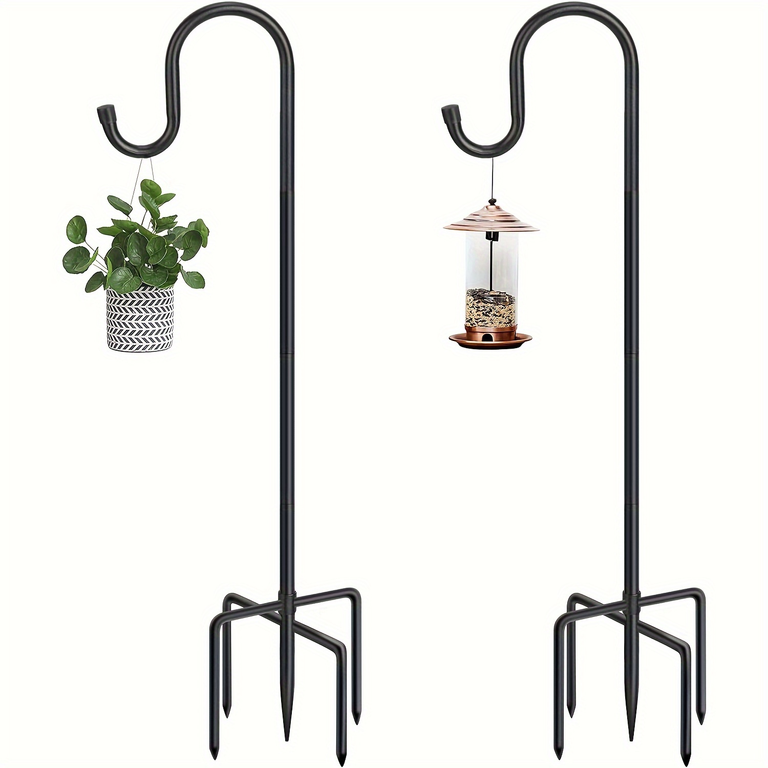 2 Pack Iron Wall Hooks, 6 inch Heavy Duty Metal Hanging Plant Bracket  Decorative, Black Straight