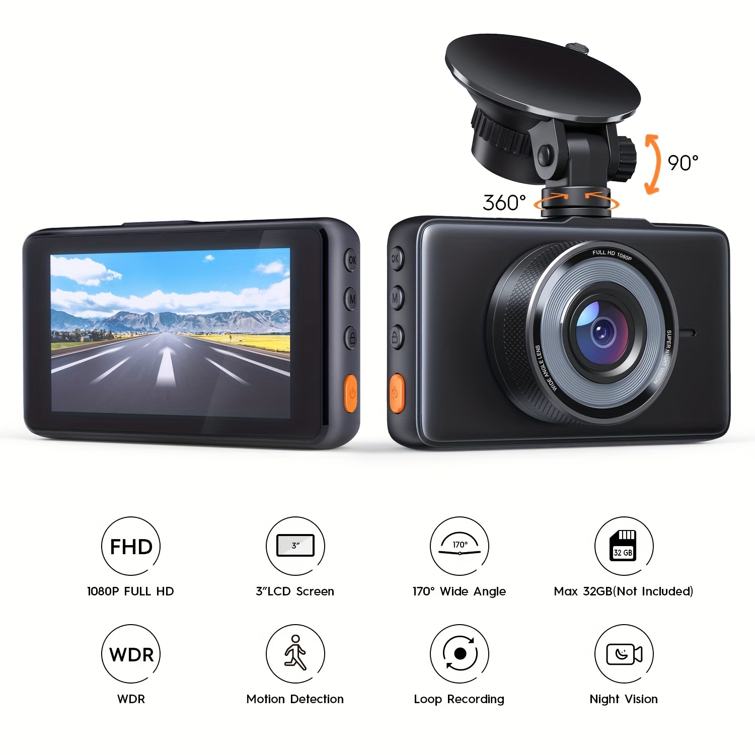 APEMAN C450 1080p Dash Camera with 3 inch LCD Screen for sale