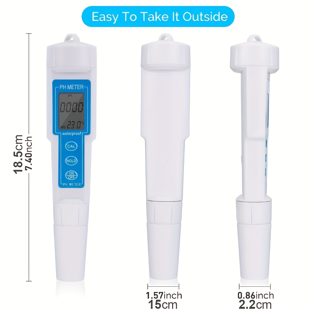 PH Meter, Digital PH Meter for Water, 0.01 High Accuracy PH Tester with  0-14 PH Measurement Range for Hydroponics, Household Drinking, Pool and
