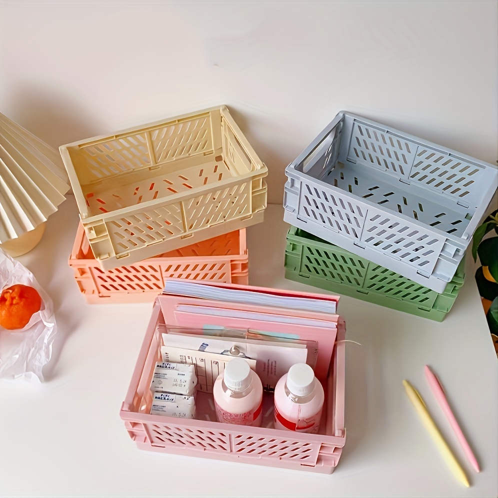 

1pc Foldable Storage Basket Plastic Baskets For Shelf Storage Organizing(8*5.6*3.66 Inches)