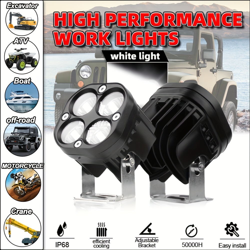 Faros LED para motocicleta, luz de trabajo para coche, camión, barco,  Tractor, remolque, todoterreno, foco de 48W, 12-24V - AliExpress
