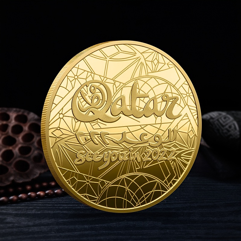 Qatar Football Souvenir Coin Collective Golden Collectible Copy Coins ...