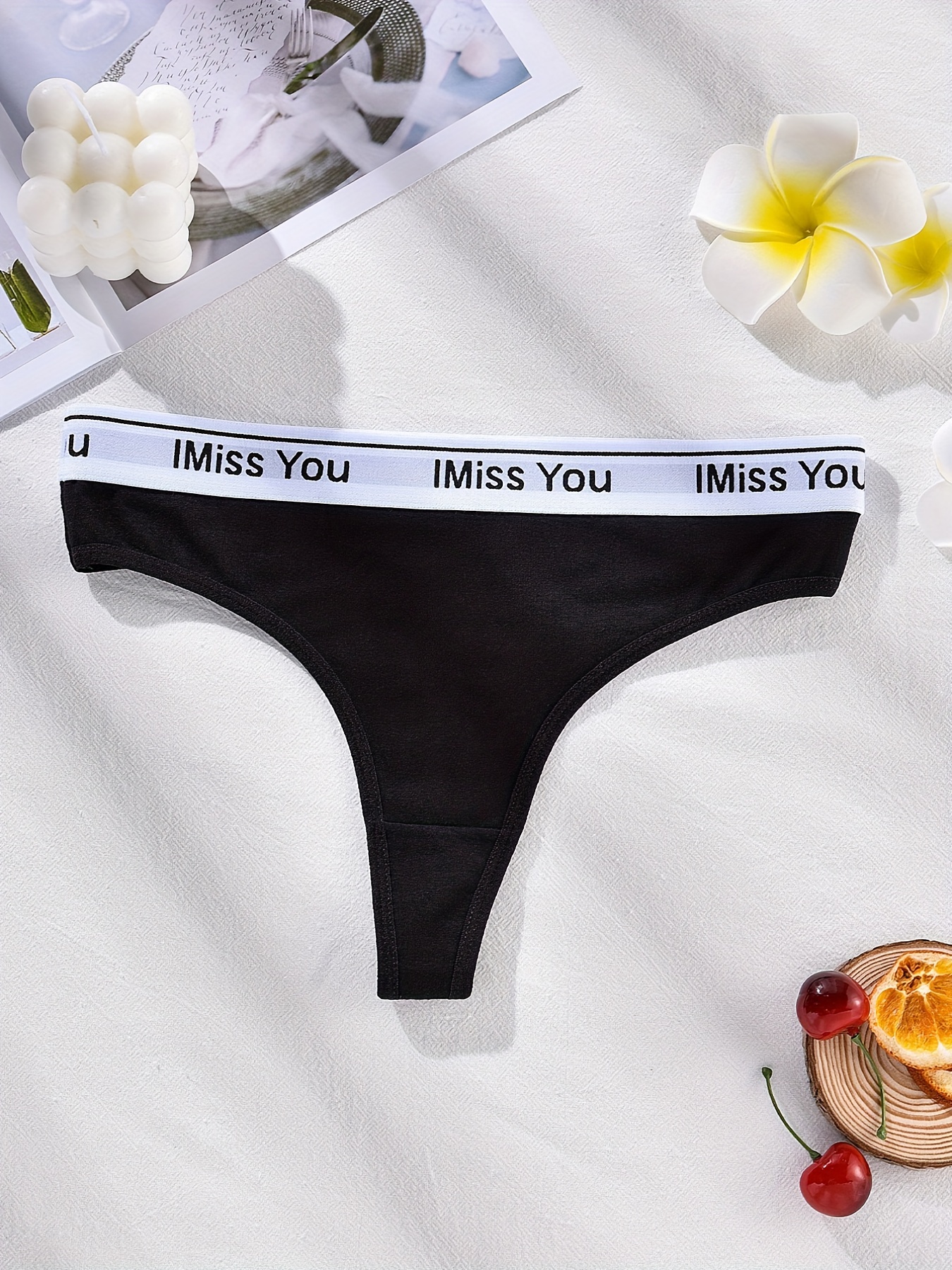 Letter Tape Thongs Soft Comfy Stretchy Intimates Panties - Temu