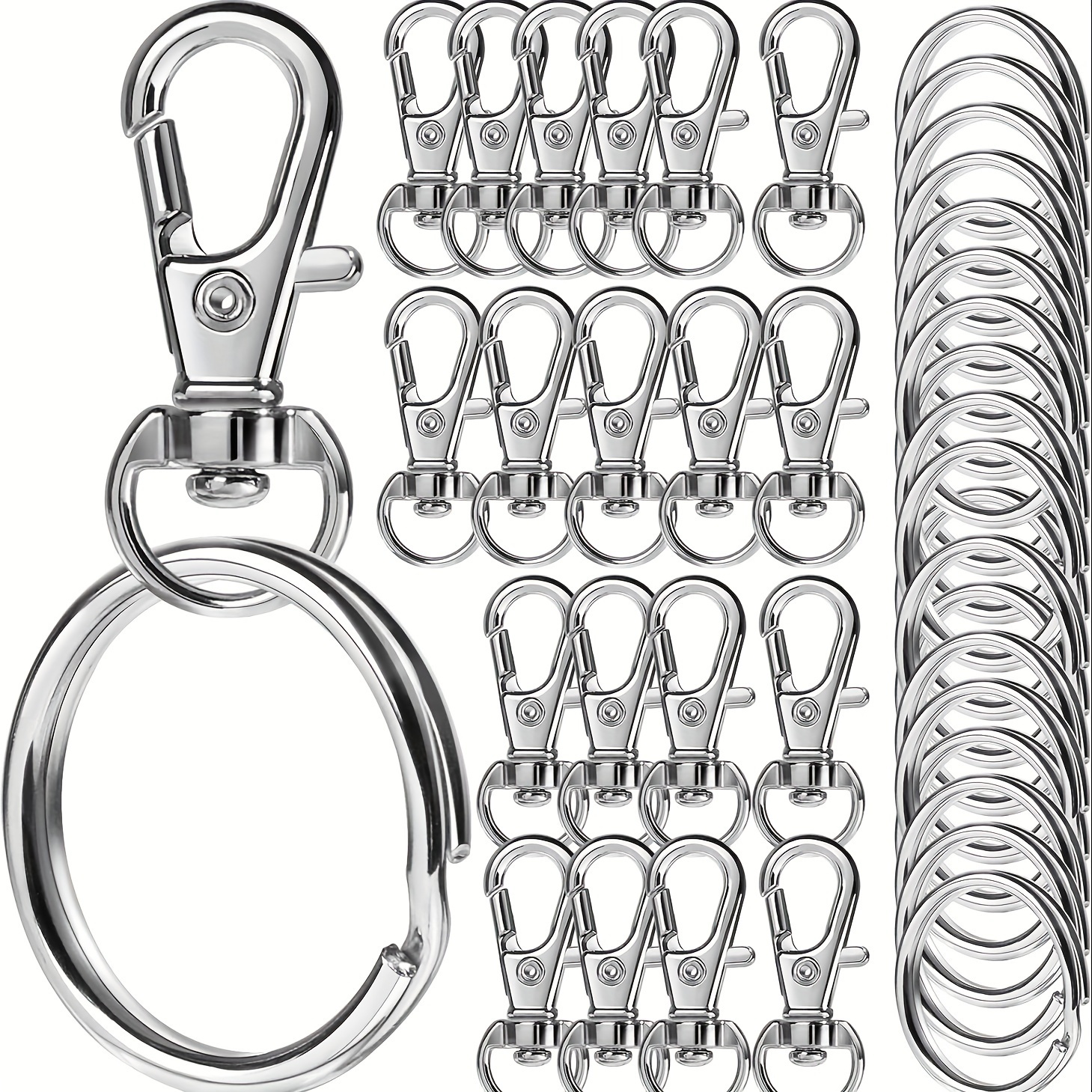 

40pcs Diy Keychain Making Supplies Set Zinc Alloy Lobster Clasp, Spring Keychain, Rotating Buckle, Hanging Rope, Snap Buckle, Keyring, Handicraft, Hardware, Luggage Accessories