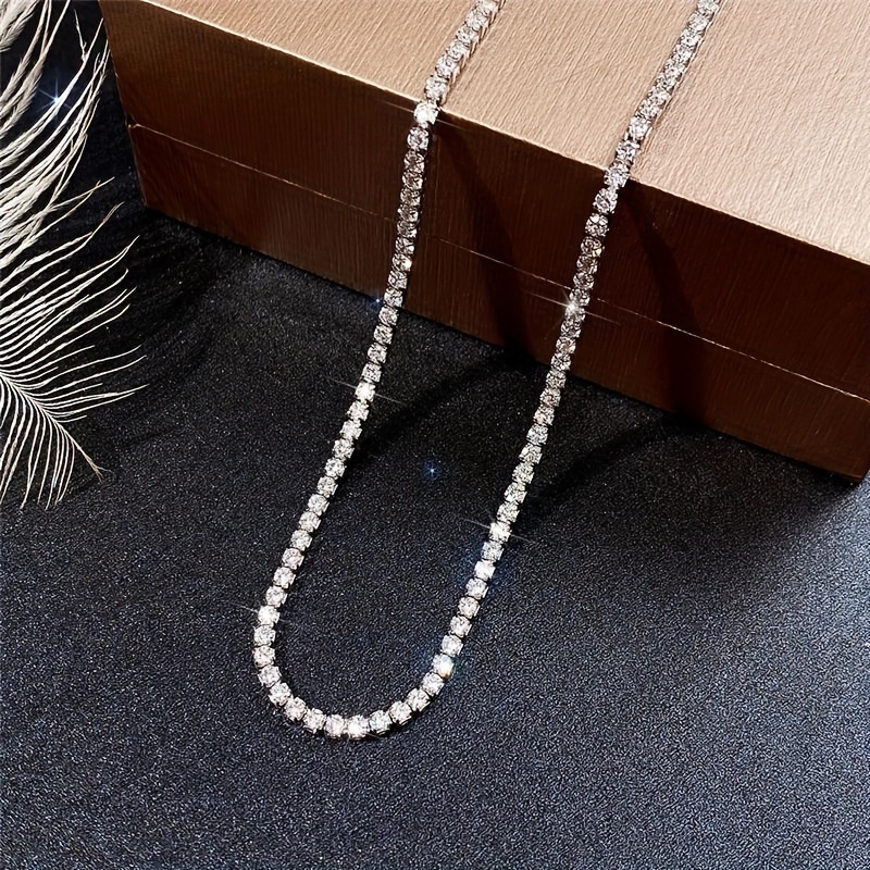 

Trendy Minimalist Style Micro-inlaid Zircon Chain Personality Cool Necklace Suitable For Both Men And Women Versatile Daily Casual Parties Jewelry