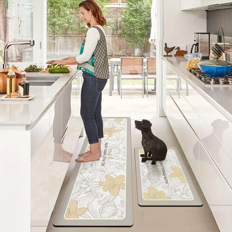 Cushioned Anti-Fatigue Kitchen Mats, 2 Sets of Waterproof and Non
