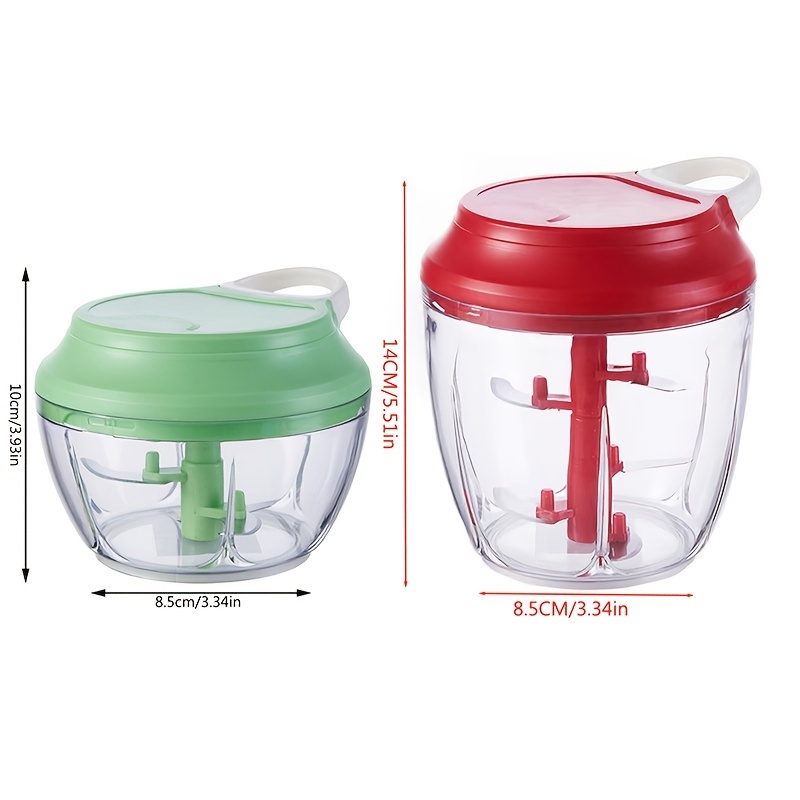 Food Chopper Pull String Manual Food Processor Cutter Handheld Mixer  Blender With 2 Attachment Blades, BPA free,500ml