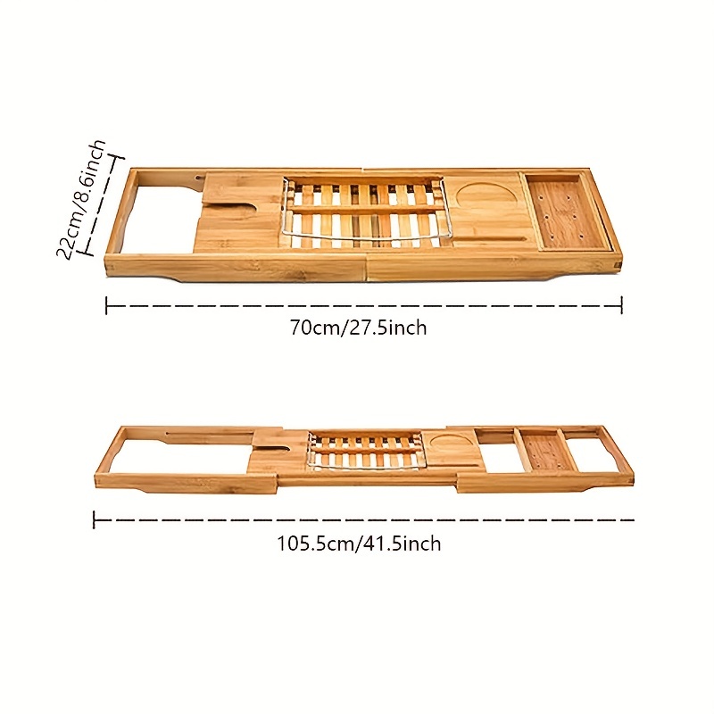 Retractable Bamboo Bathtub Tray With Storage, Book, Wine, Tablet, Phone  Holder - Organize Your Bathroom Essentials With Style - Temu