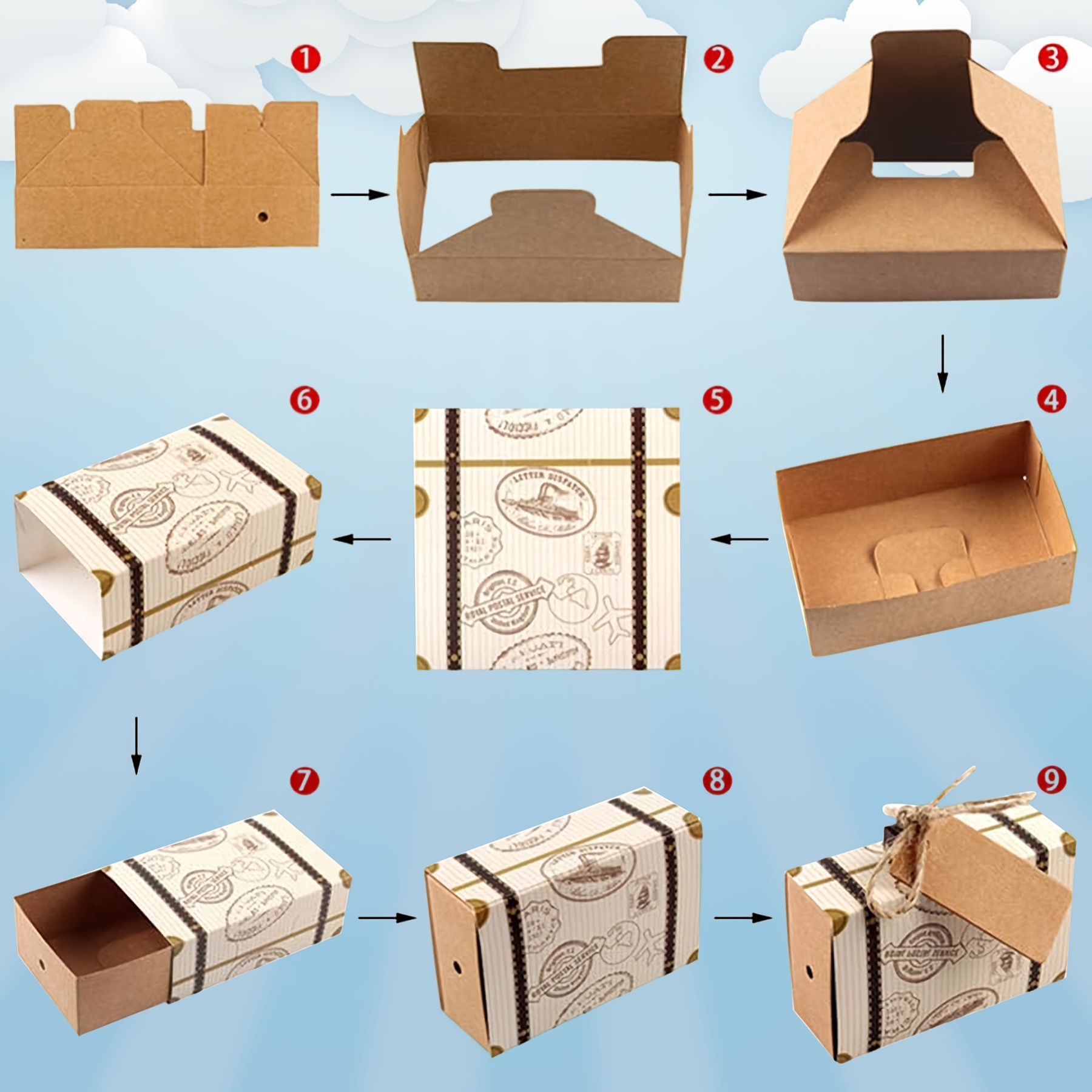 SLPR Cajas pequeñas de cartón para maleta (juego de 3), Cartón de viaje  para decoración de cumpleaños y boda