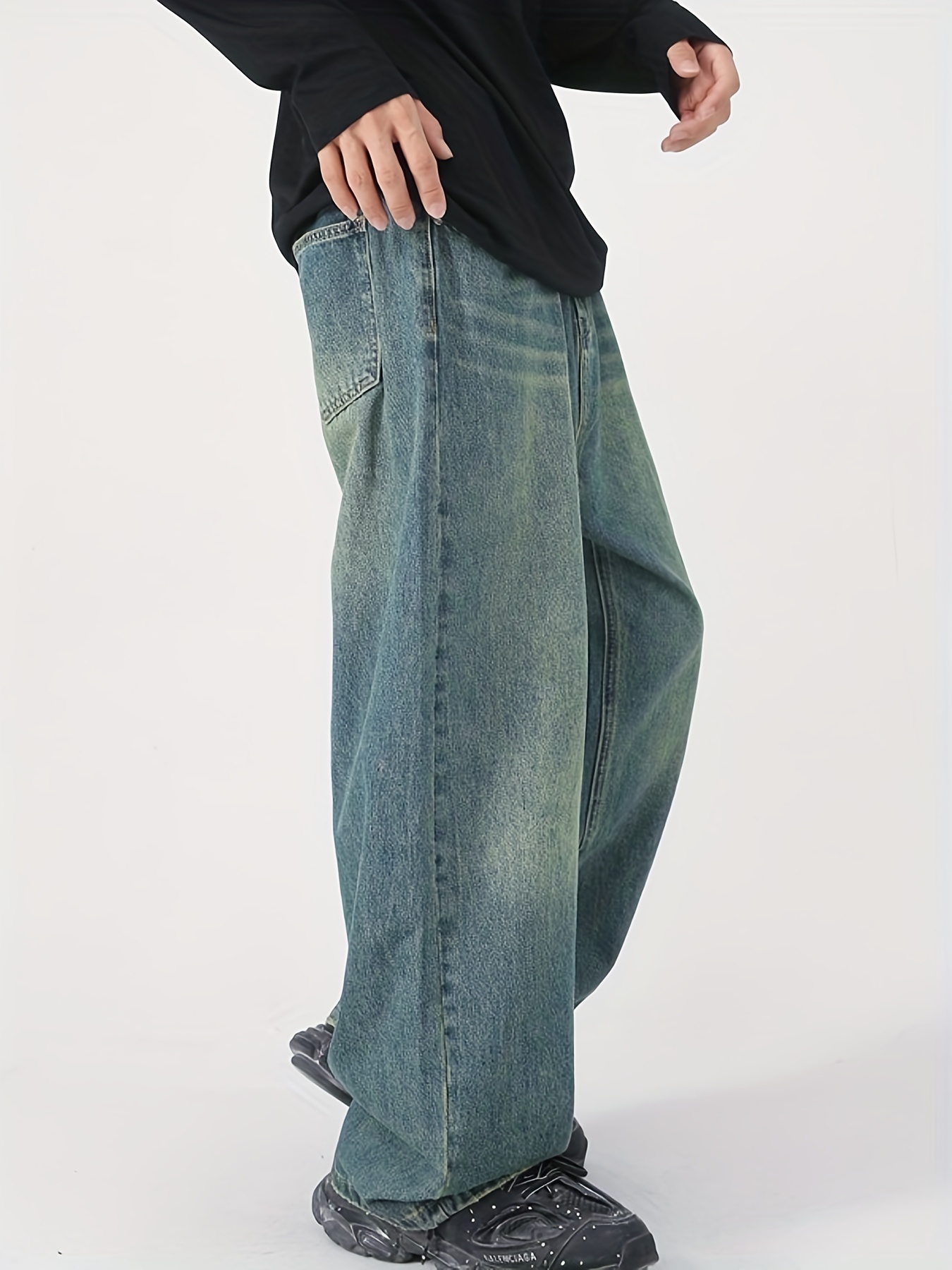 Vintage Baggy Style Plus Size Men Fashion Denim Pants With Bell