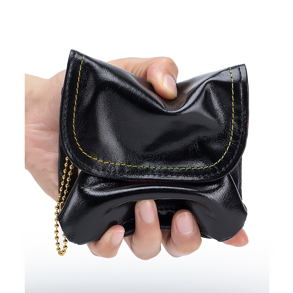 Mossruta Premium Genuine Full Grain Leather Mini Coin Purse Keychain Pouch  Card Holder for Men Women (Black Quilted - LG) 