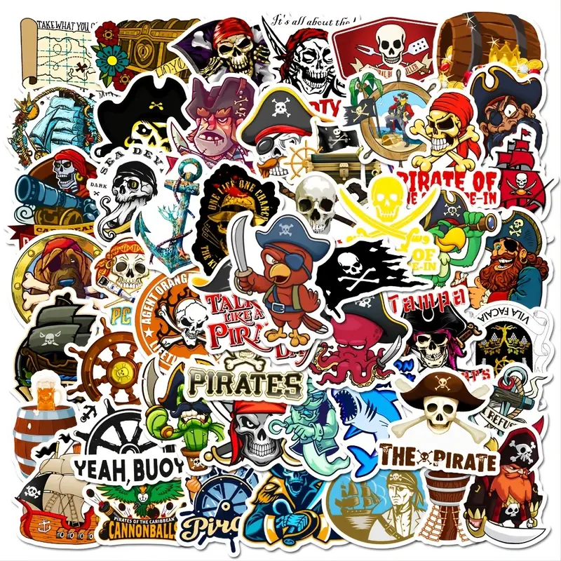 Cartoon Pirate Doodle Waterproof Stickers Diy Creative - Temu