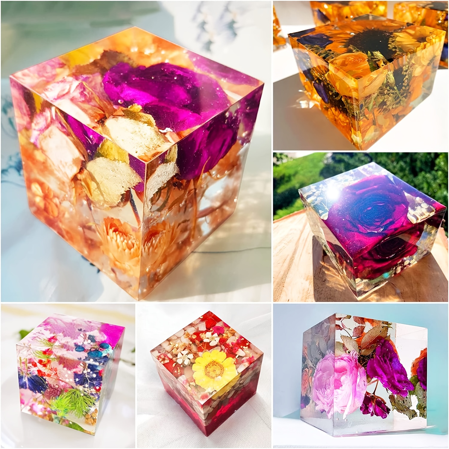 Luckkyme Resin Casting Molding Square Resin Mold Cube Silicone