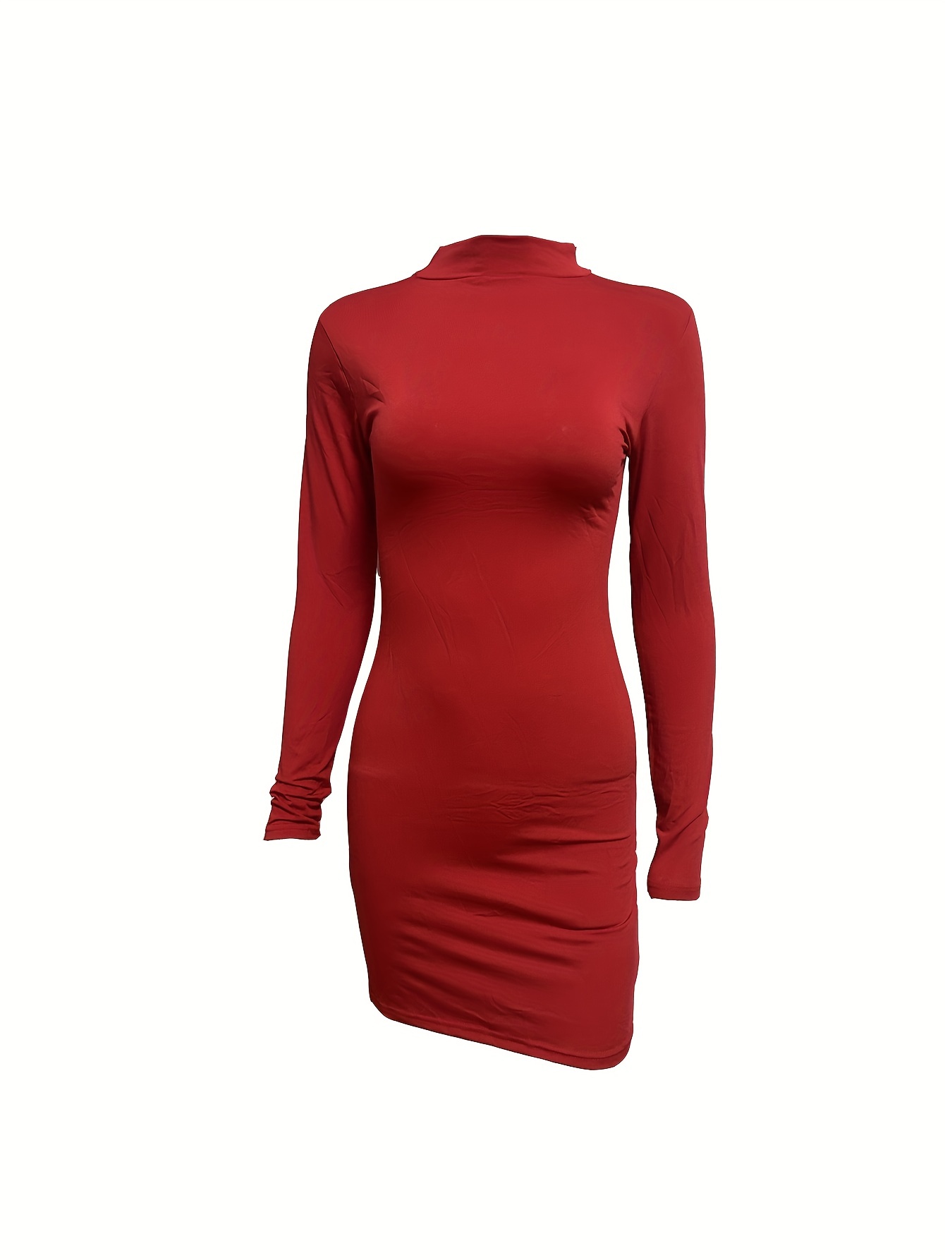 Mock Neck Bodycon Dress Sexy Long Sleeve Dress Spring Fall - Temu