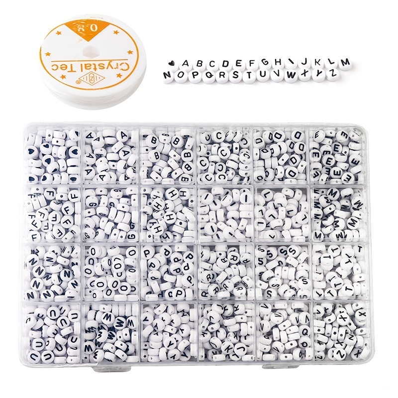 1120 pcs Letter Beads, 6x6 mm Beads, Beads for Jewelry Making, Beads for  Bracelet Making, Alphabet Beads, in 28 Grid Box (Square Large Hole White  Colored) 