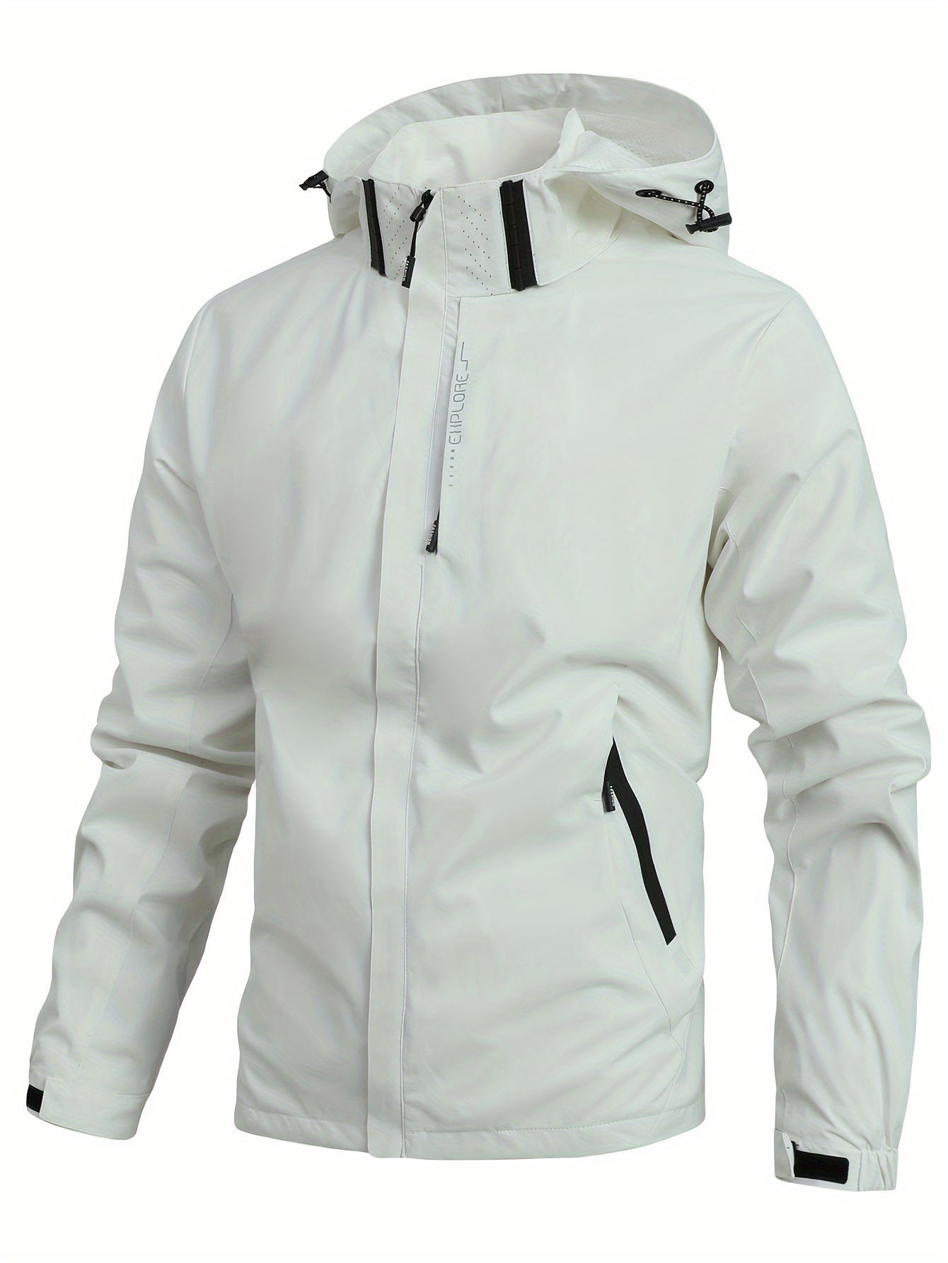 Jaqueta de chuva masculina leve à prova dágua, capa de chuva com capuz para atividades ao ar livre, jaqueta corta-vento para caminhada detalhes 0