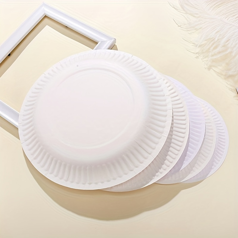 Comfy Package [500 unidades] Platos desechables blancos sin recubrimiento  de 6 pulgadas, platos de papel decorativos