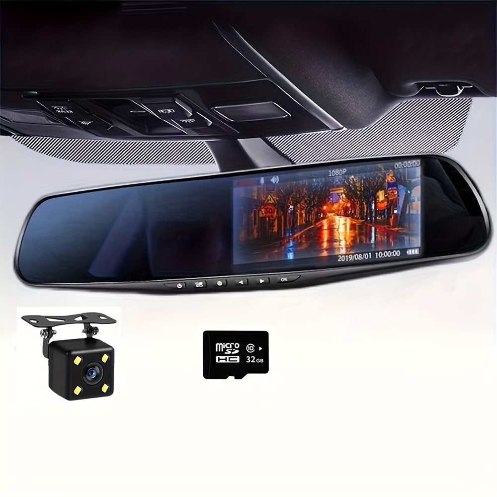 Car Dvr Dashcam Mirror Monitor Dash Camera Dual Lens - Temu United