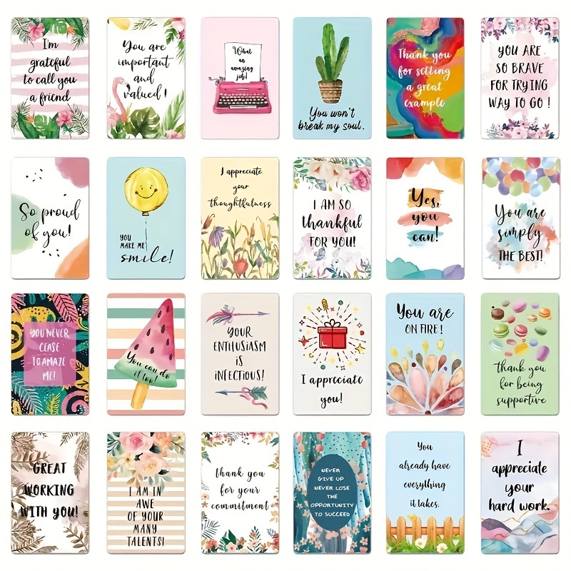 

72pcs Inspirational Cards, 72 Handwritten English Quotes, Incentive Encouragement Employee Lunch Box Thank You Cards