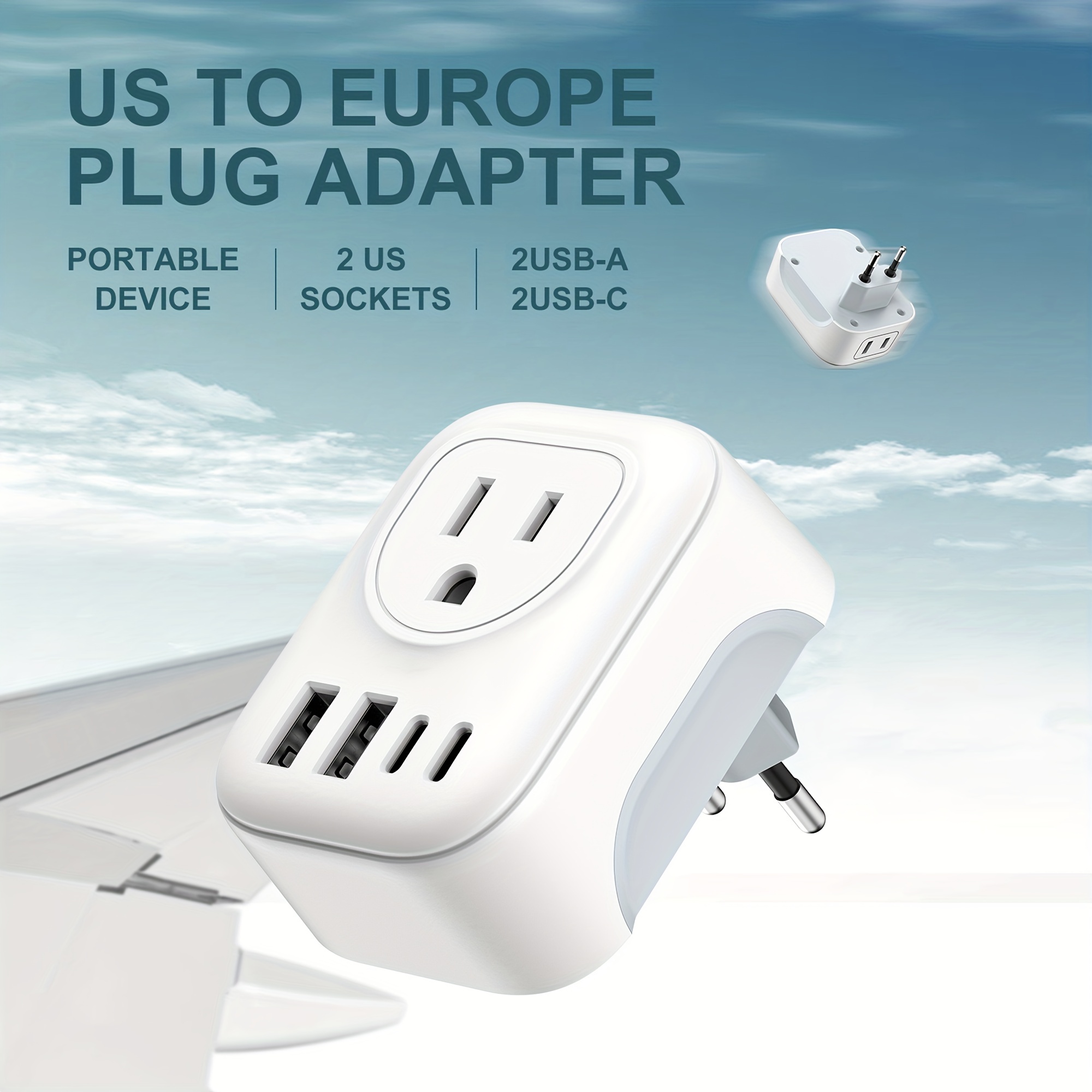 World-Way 6 Travel Adapter Kit | 2 USB + 2 US Outlets - Grounded