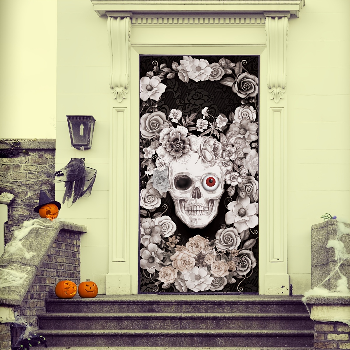 1pc 71x35in Halloween Decorations Halloween Gothic Skull Door ...